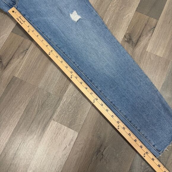 Old Navy High Rise OG Straight Raw Hew Mom Jeans Blue 4 Ankle Distressed - Picture 12 of 13